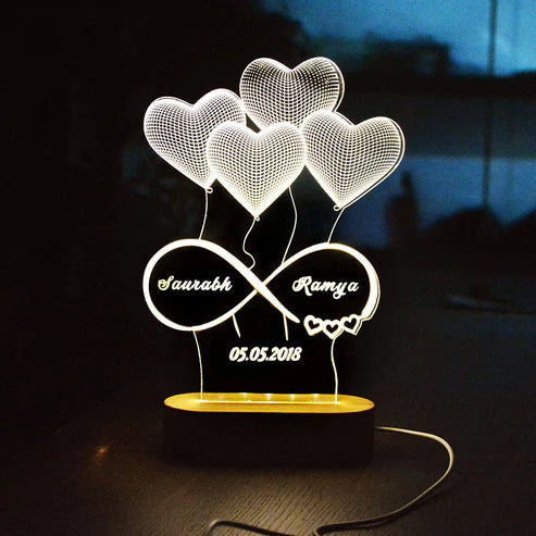 Infinity Heart Personalized Glow Lamp